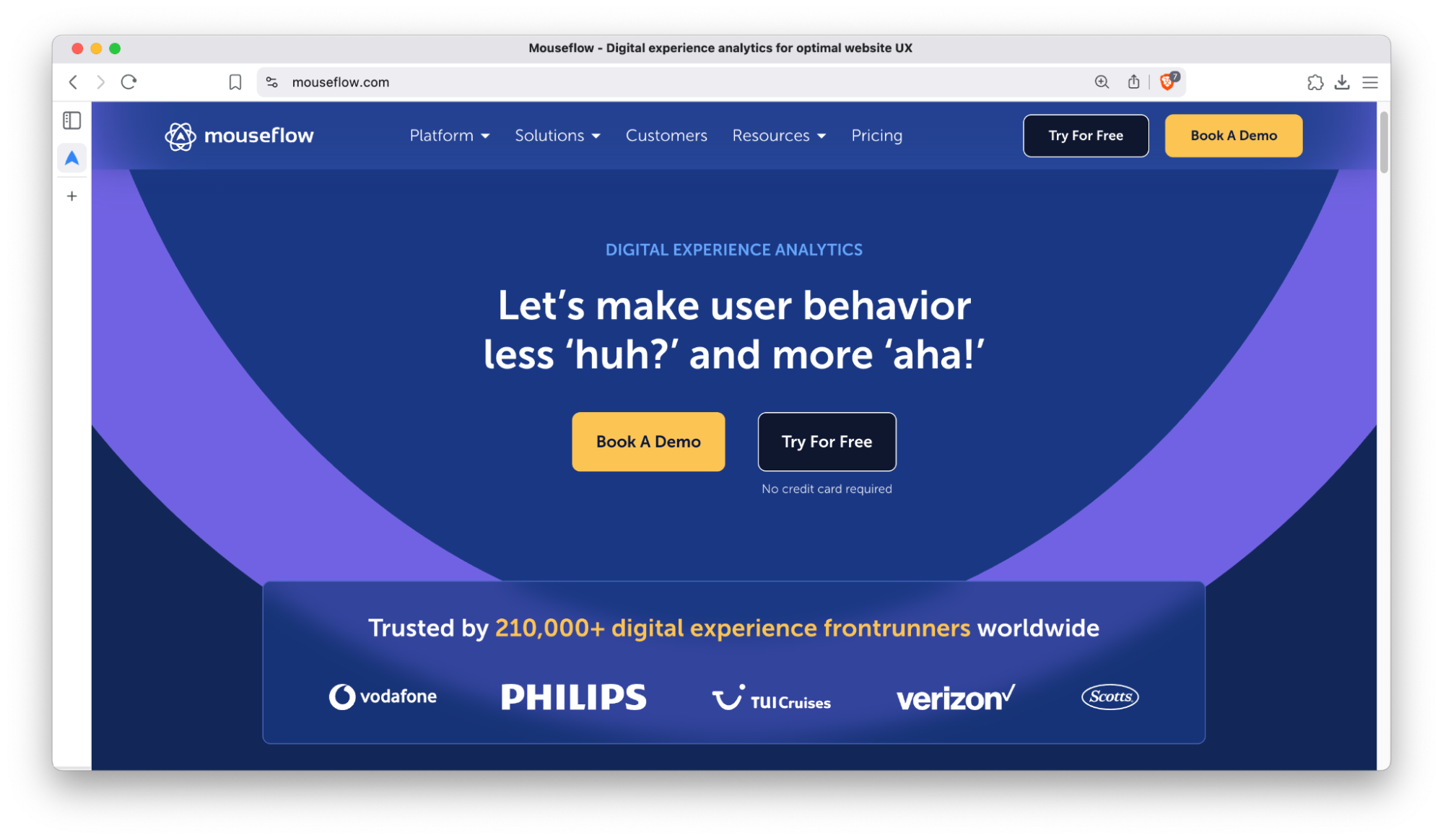 Mouseflow homepage