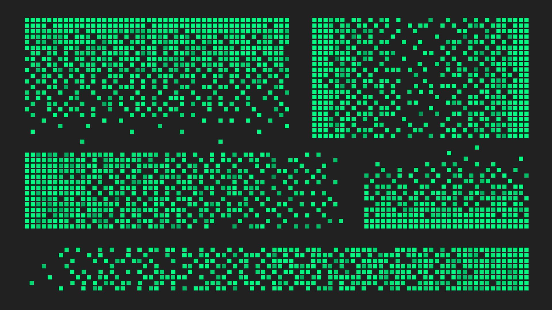 Visual art of green pixelated gradients, representing AI model collapse.
